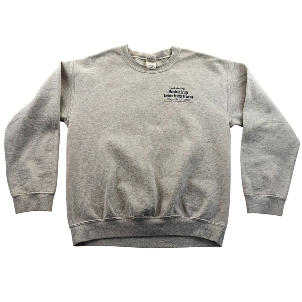 9th Annual Mackinac Bridge Antique Tractor Crossing Sweatshirt Medium Gray Mens
